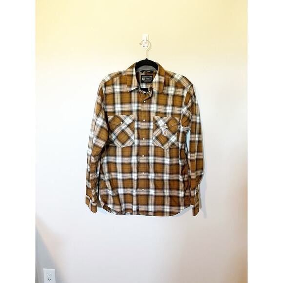 Carhartt Other - Carhartt relaxed‎ fit ruggged flex brown plaid pearl snap button up men’s medium